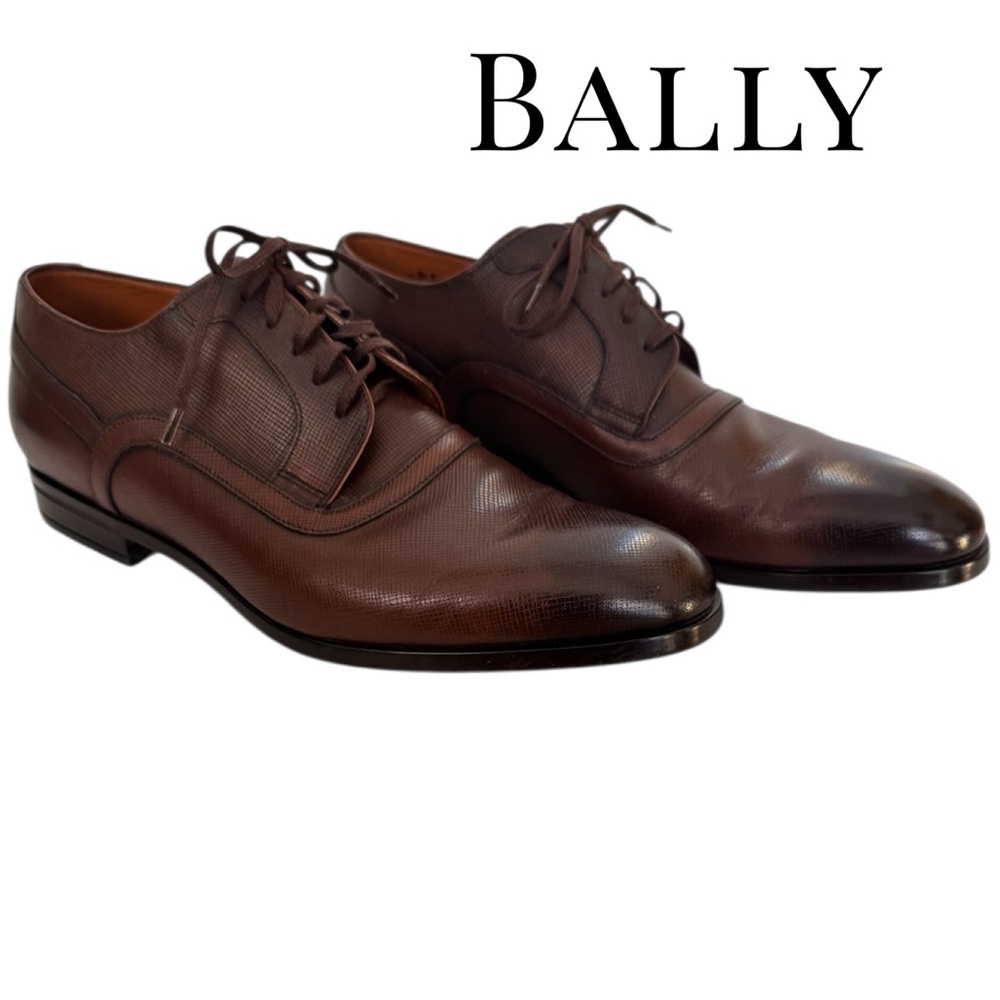 Bally Men's Lauron Oxford Brown Ombré Leather Derby Shoes Size 9.5 D US / 8.5 EU